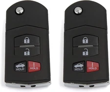 X AUTOHAUX 2pcs 4 Button Replacement Smart Keyless Entry Remote Flip Black 