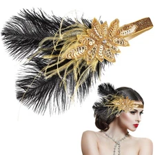 Flapper Headband Roaring 1920s Costume Headwear Sequin Wedding Headpiece for ...