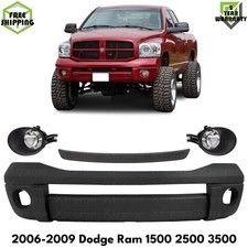 Front Bumper Cover Primed Plastic Fog Lights Kit For 2006-2009 Dodge Ram 1500 Front Bumper Cover Primed Plastic Fog Lights Kit For 2006-2009 Dodge Ram 1500