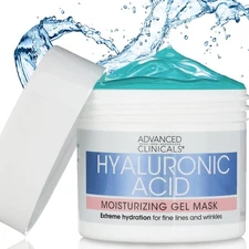 Advanced Clinicals Hyaluronic Acid Gel Facial Mask Skin Care Treatment, Brighten