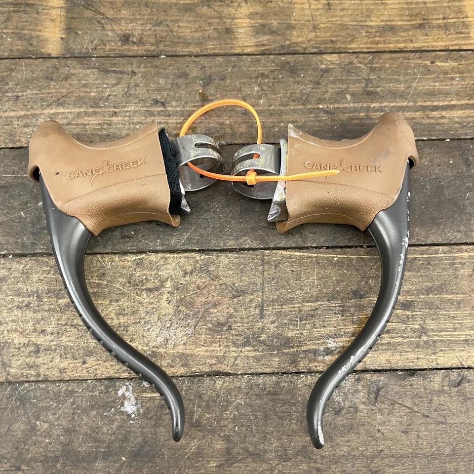 Vintage Modolo Road Bike Aero Brake Levers Pair Cane Creek Hoods Black Drilled - Image 4 of 4