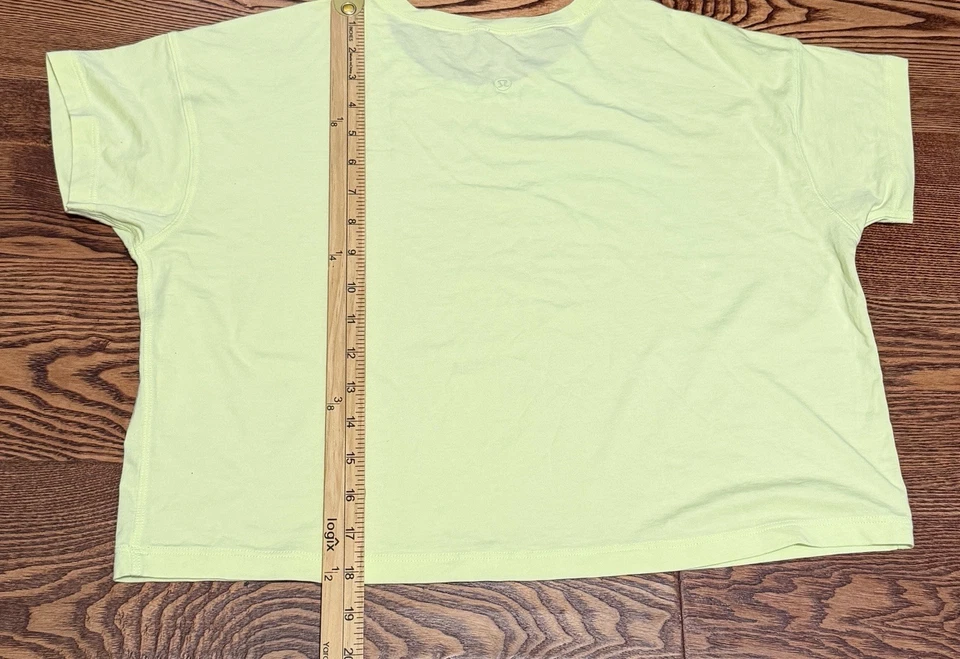 Lululemon Cates Mujer Cuello Redondo Corto Cuadrado Amarillo Neón Algodón Pima Talla 6? (20,5x18) Foto 3 de 4
