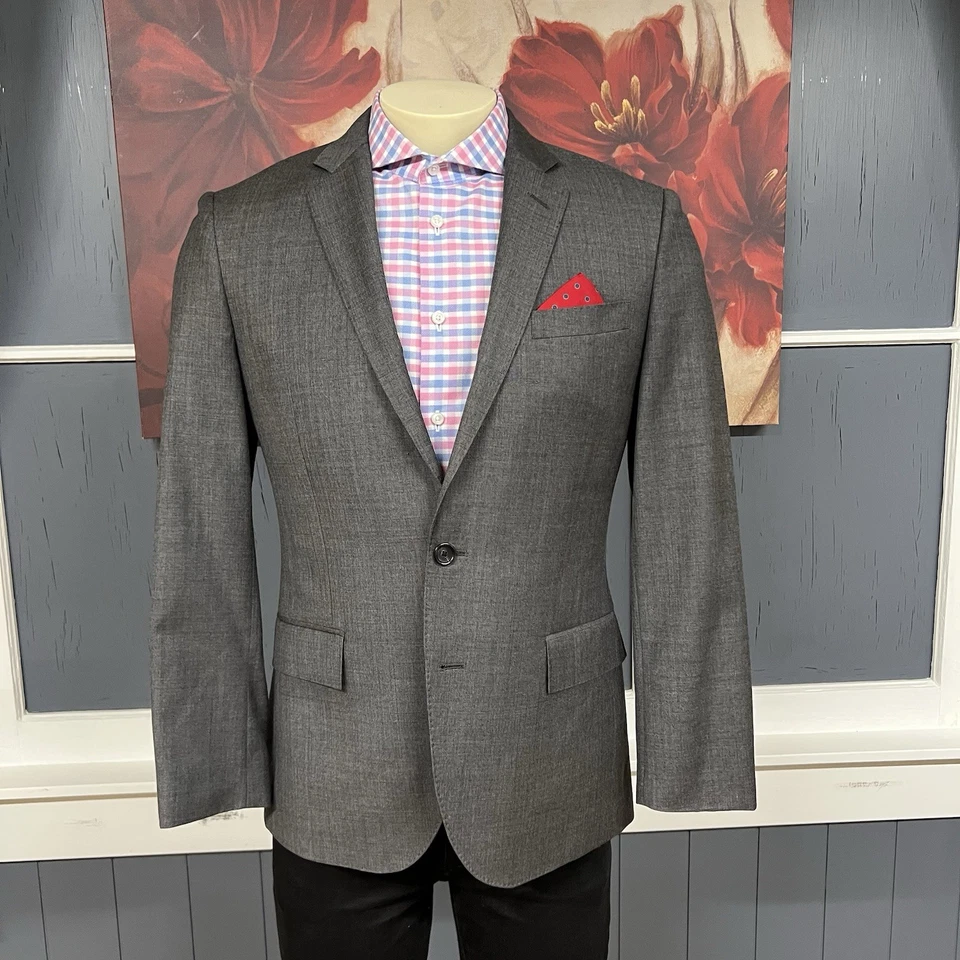 J Crew Ludlow Blazer Terno Jaqueta Casaco Esportivo Masculino 40S Curto Lã Cinza - Imagem 2 de 4