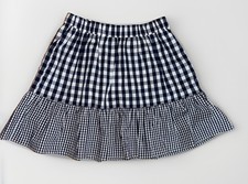 Crewcuts Cotton Blue White Gingham Tiered Skirt Sz 8 Cottagacore Peasant Boho