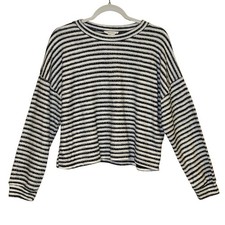 Urban Outfitters Cropped Top Black White Striped Large Lightweight Crewneck
