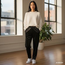 J.Crew Velvet Pull-On Pants Womens 4 Black Tapered Holiday H2684