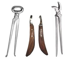 Hoof Nipper 15" with Hoof Curved Jaw Clincher  Farrier Hoof Knives Set   Pro...