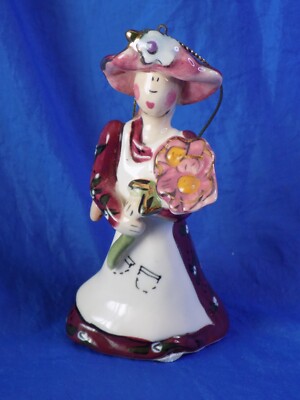 Blue Sky Clayworks Heather Goldminc Lady Figurine Christmas Ornament w/ Flowers