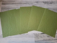 6 pieces of embossed green leaves Scrapbook Paper 4x6 photo mats #1164