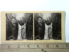 Franconia Notch Boulder Flume New Hampshire Stereoview Antique c1870 Y17566