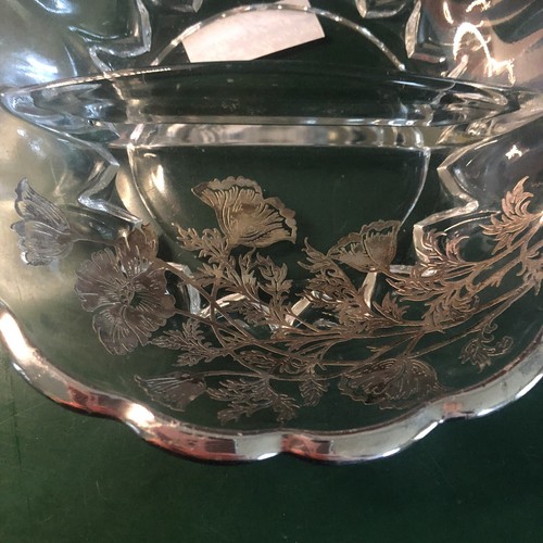 Vintage Silver City Overlay Poppy Divided Round Glass Relish/dip Serving Dish - Picture 6 of 10