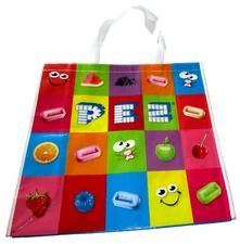 PEZ RECYCLED SHOPPING TOTE~ PEZ ICONS/CANDY TABLETS ~ 16" X 16" x 6"