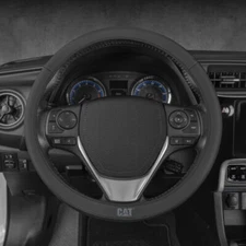 Easy Wrap Leather Steering Wheel Cover Universal Fit 14.5 - 15.5" CATERPILLAR
