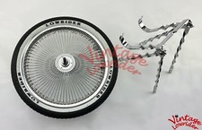 Vintage Lowrider 20 Flat Twisted Chrome Continental Kit W144 Spoke Spare Rim.