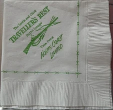RAILROAD DINING Lounge Cocktail Napkin Northern Pacific Traveller's Rest