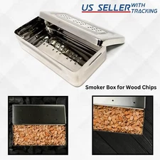 Stainless Steel BBQ Grill Smoker Box for Wood Chips, Removable Lid Smoking Meat