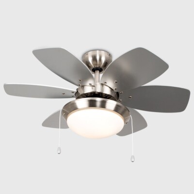 Cooling 30 Inch Ceiling Fan Reversible Directional Motor Light Fitting Chrome