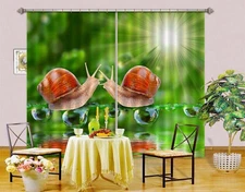 3D Water Snail ZHUA3708 Animal Photo Curtain Window Blockout Fabric Amy 2023