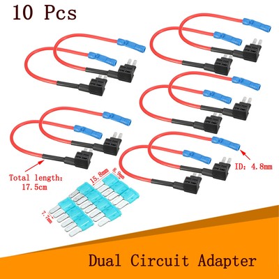 10Pcs Fuse TAP PLUG Car ATR Blade Fuse Adapter Holder Block Extension ...