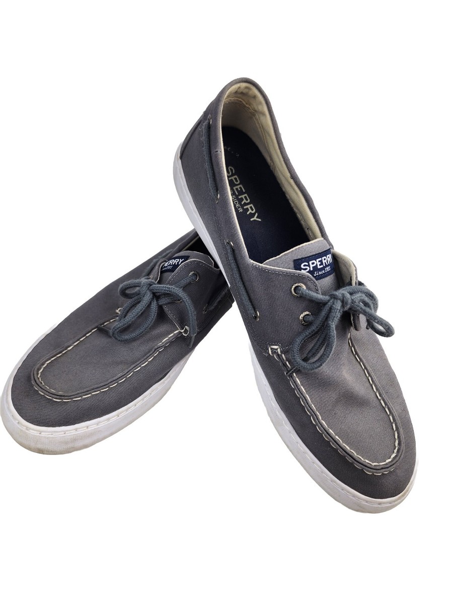 Sperry Top Sider Men's 15 Halyard Boat Shoes Saltwashed Gray Canvas 0772830