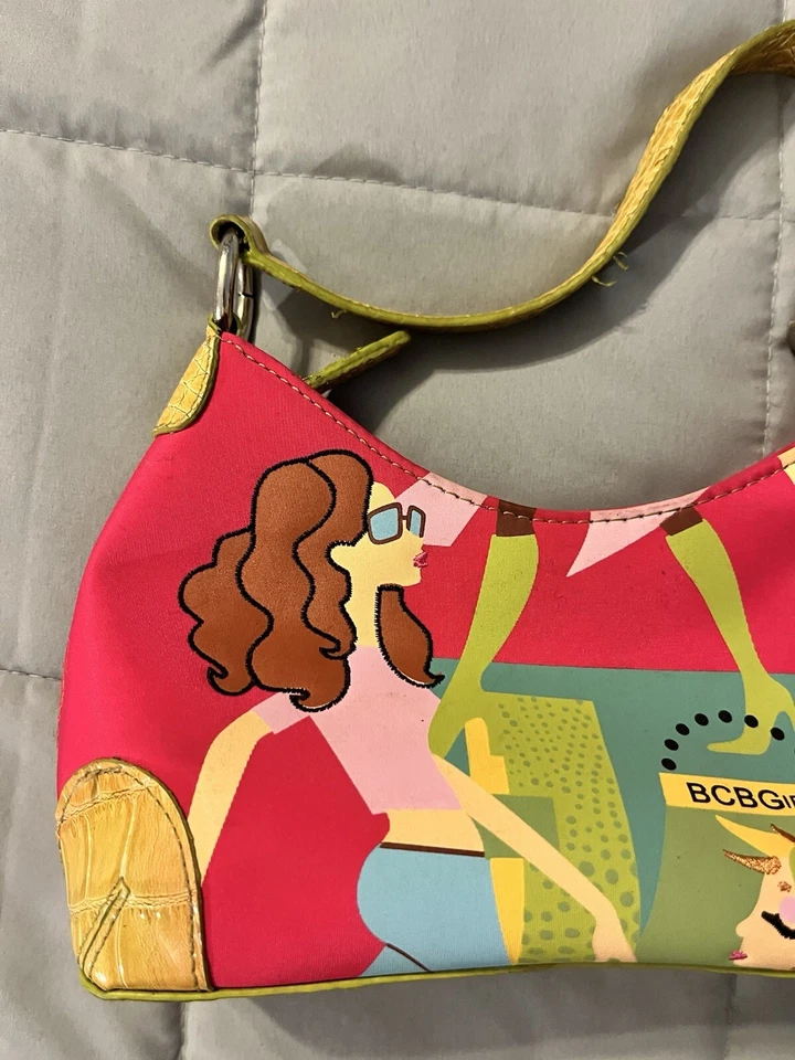 BCB Girls Small Purse/Hand Bag W/ Faces-Embroidered Hair-Inside Zip Pocket Foto 2 de 4