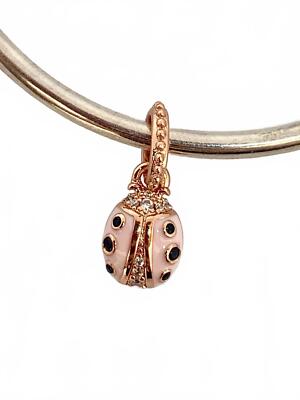 Authentic Pandora Rose Gold Lady Bug Sparkling Charm with Clear CZ