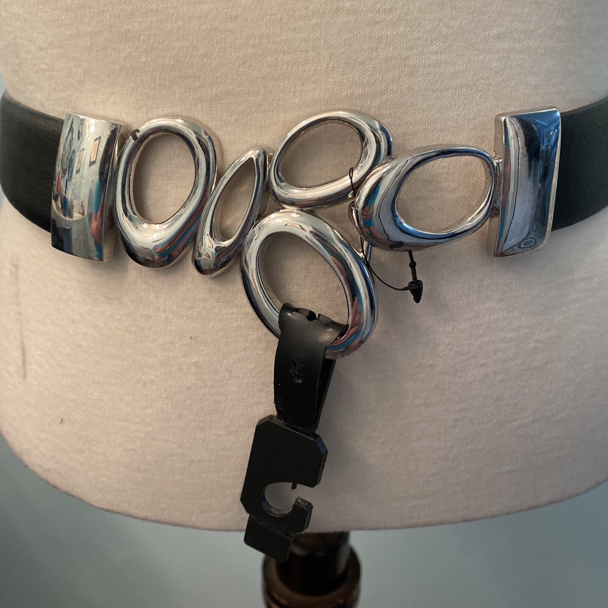 Chicos Women Sz S/M Black Genuine Leather Belt Adjustable  display picture 2