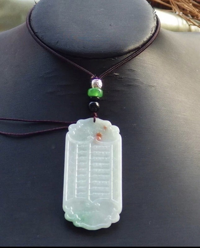 Certified Green And Red Natural TypeA Jade Jadeite Pendant Ruyi Abacus 如意算盘2024