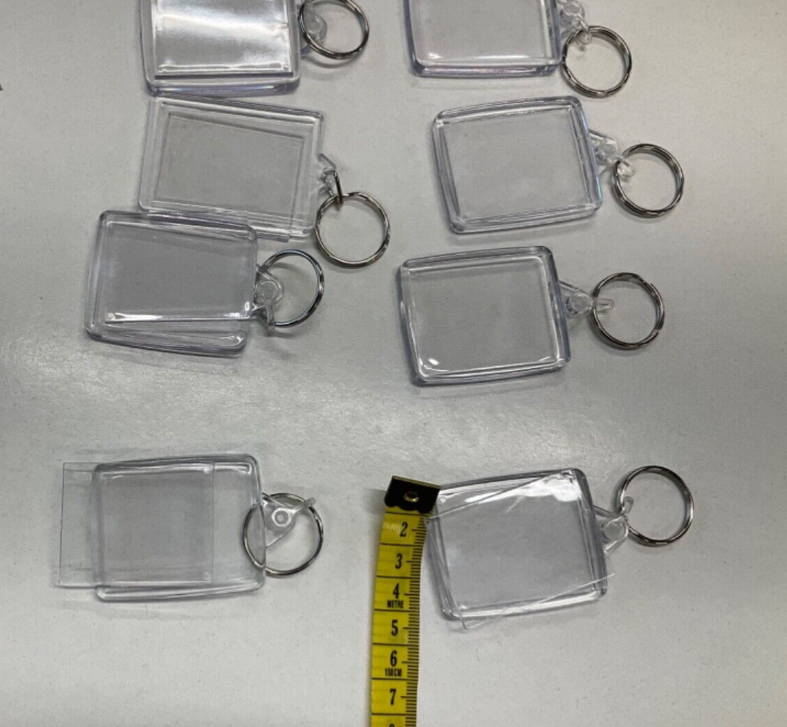 10 clear key ring tags. Hard plastic with click in tops eBay