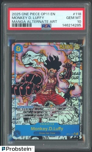 2025 One Piece OP11 EN Manga Alternate Art #118 Monkey D. Luffy PSA 10 GEM MINT