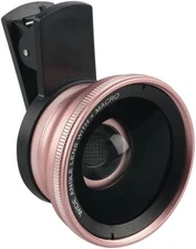 2-in-1 Phone Clip-On Camera Lens Kit Wide-Angle 0.45x &Macro Lens 12.5x ROSE RED