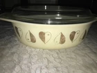 Vintage PYREX 045 Cinderella GOLDEN HEARTS 2½ Quart OVAL Dish CASSEROLE w/ LID