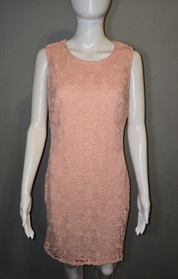 NWT Forever 21 Coral Crochet Floral Sleeveless Dress Formal Spring Womens Sz L