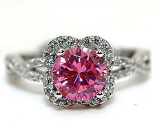 1CT Treated Pink Sapphire  Topaz 925 Solid Sterling Silver Ring Sz 9 MB5-8