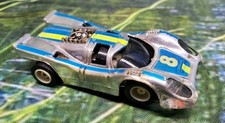 Vintage Slot Car Tyco Porsche 917 Chrome Blue Lime 8 1A2