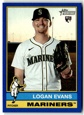 2025 Topps Heritage MLB Baseball No. 556 Logan Evans Rookie Blue