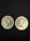 Lot (2) 1968 1969 D Kennedy Half Dollar 40% Silver Circulated Coin Denver Mint