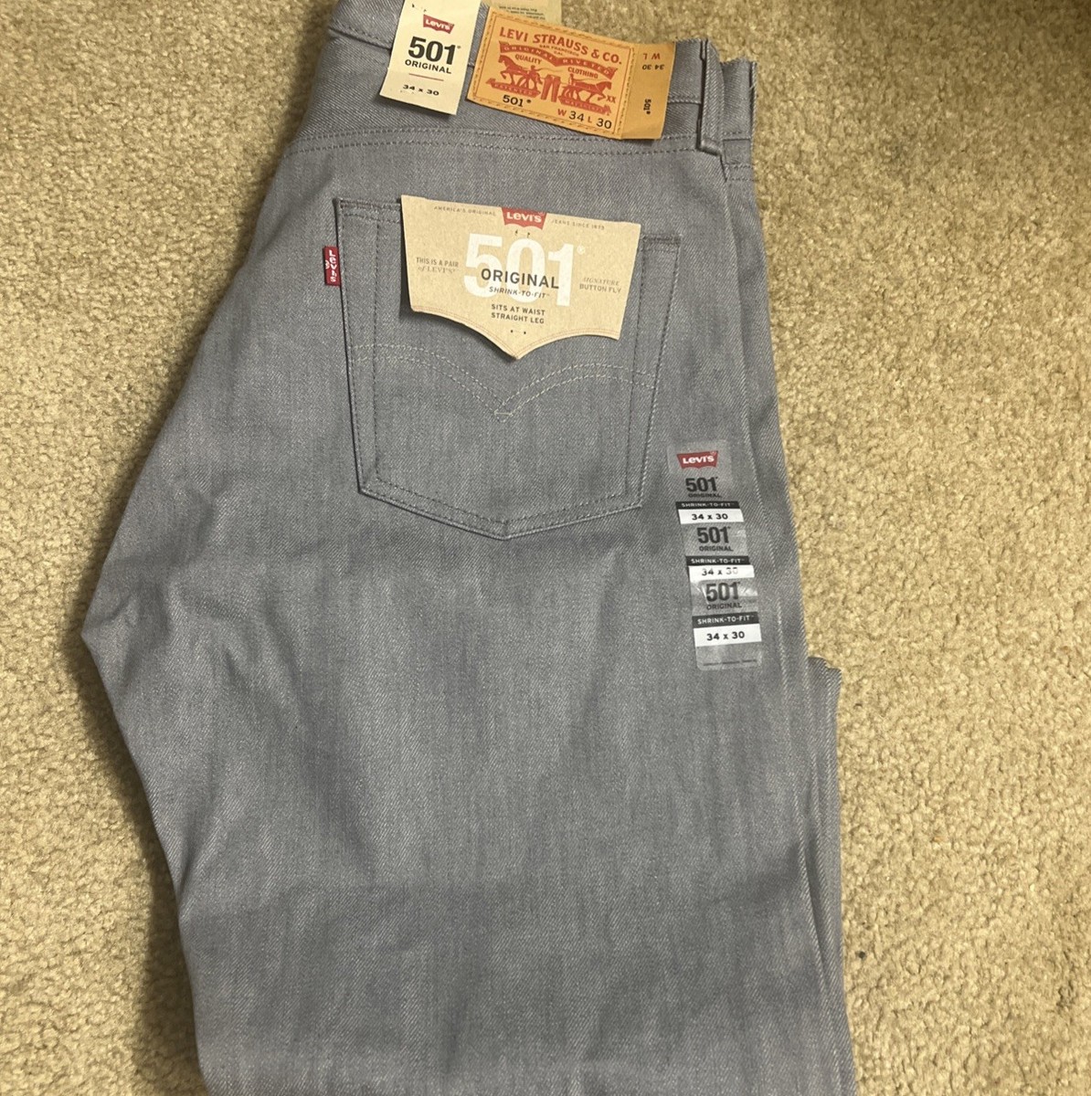 Levi's Men's 501 Original Shrink-to-Fit Jeans (Legacy), Silver
