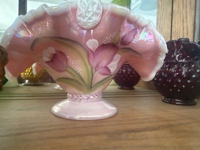 Fenton Rosalene Pink Iridescent Tulip part of the Glass Legacy Collection.