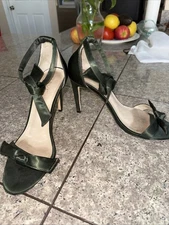 Green Stilletos With Ankle Strap. Size 8. Raye. Satin.