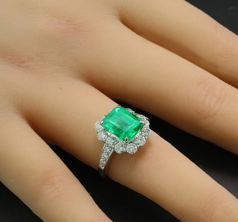 Wert 21.000 Euro Smaragd-Brillant-Ring 5,30 carat Kolumbien Unikat 900er Platin - Bild 4 von 4
