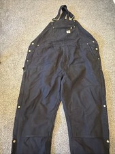 Carhartt Mens 3XL Black Overalls Quilted Insulated Duck Bib Double Knee