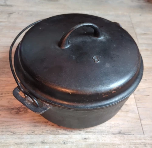 Vintage Griswold #8 Cast Iron Dutch Oven #1036 D Pot with #1037 Lid and Handle
