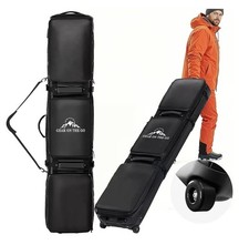 Waterproof Padded Rolling Snowboard Bag for Double Skis, Boots, Helmet Ski Gear