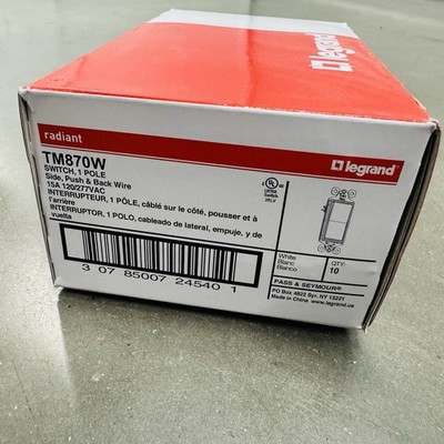 Box of 10 Legrand Radiant TM870W Decorator Rocker Switch White