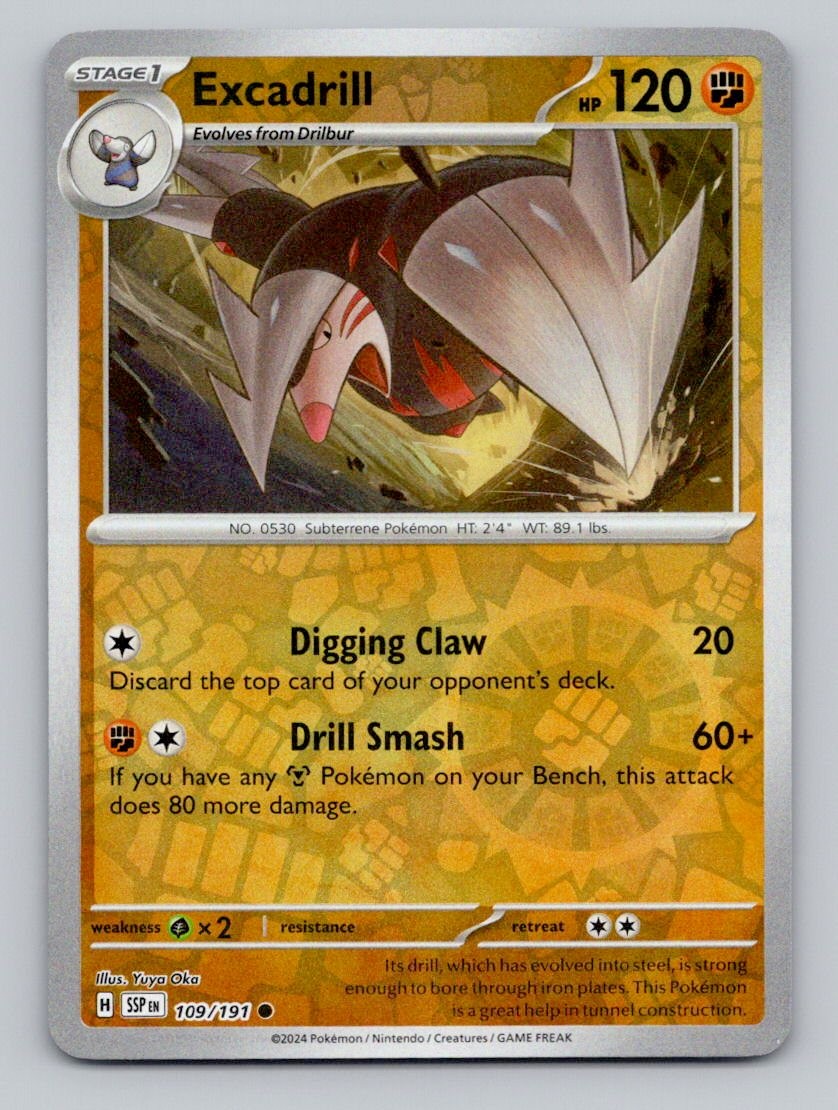 Reverse Holo Excadrill 109/191 Common Surging Sparks Pokemon