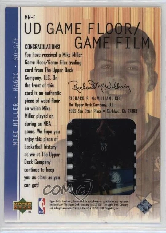 2001-02 Upper Deck Hardcourt UD Game Floor Game Film Mike Miller #MM-F - Image 2 of 2