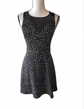 Guess Black and Blue Gray Skater Animal Print Mini Dress Size 4