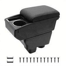 Armrest Box For Skoda Fabia 2 2008-2014 Double Layer Storage Box With Cup Holder