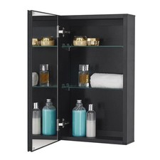 Medicine Cabinet 14 x 24 inches Mirror Size, Recessed or Surface Mount, Black...